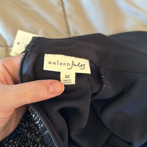 NWT - Maison Jules - Peter Pan Collar Black Dress - Tweed-like material - M - Picture 10 of 13